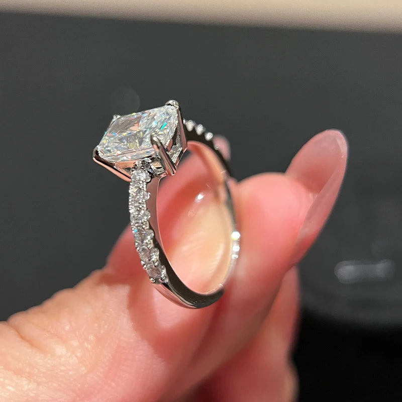 Oval Cut Moissanite Sterling Silver Engagement Ring for Women