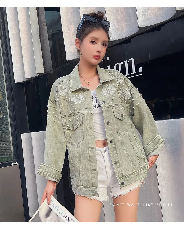 Y2K Beaded Denim Jacket