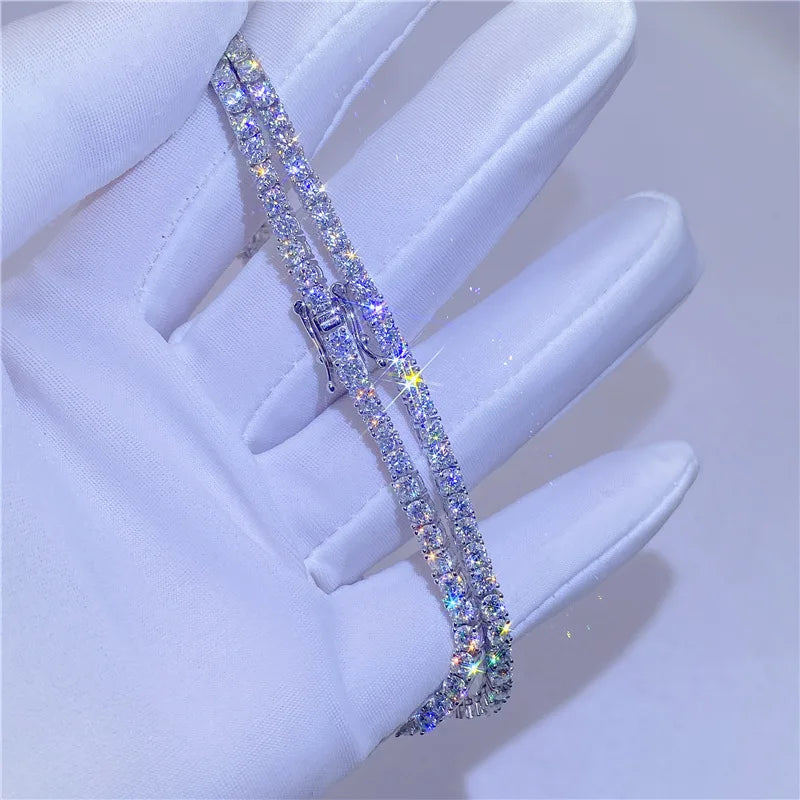 Full Moissanite Sterling Silver Tennis Bracelet for Women
