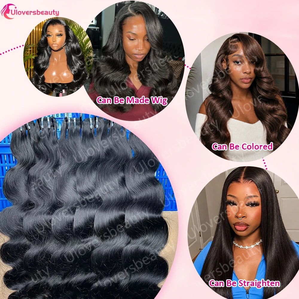Double Drawn Body Wave Human Hair Bundles for Women