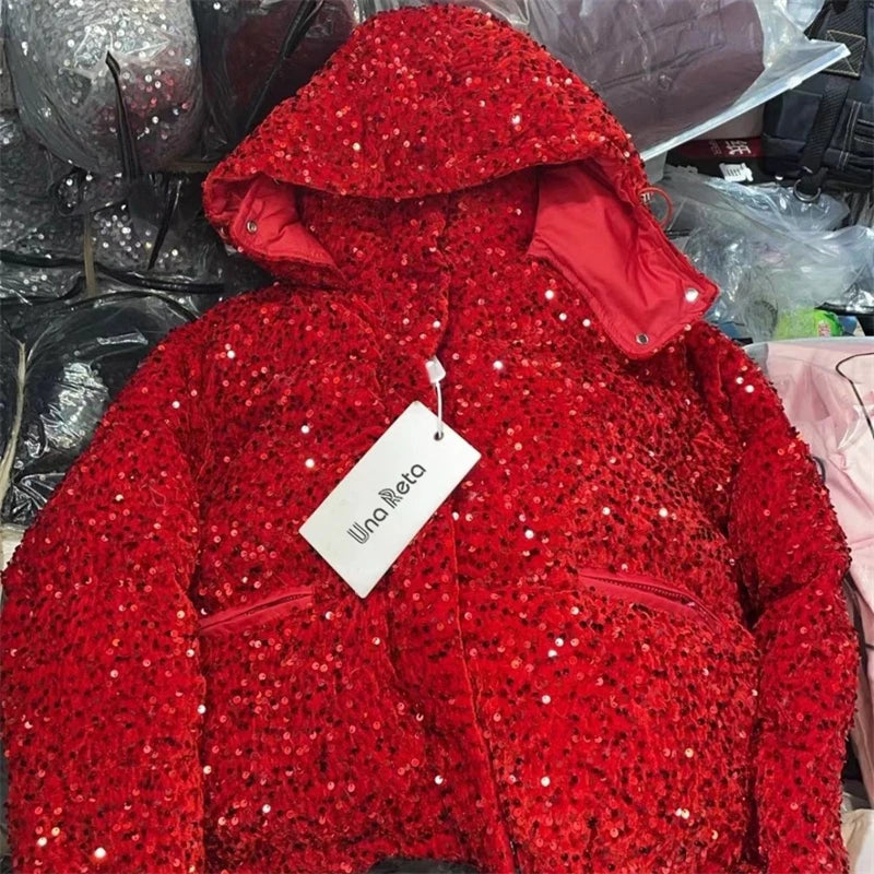 Hooded Cotton Filled Loose Winter Parka Coat for Women
