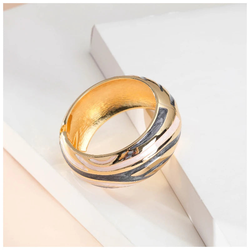Colorful Enameled Statement Cuff Bangle Bracelet for Women