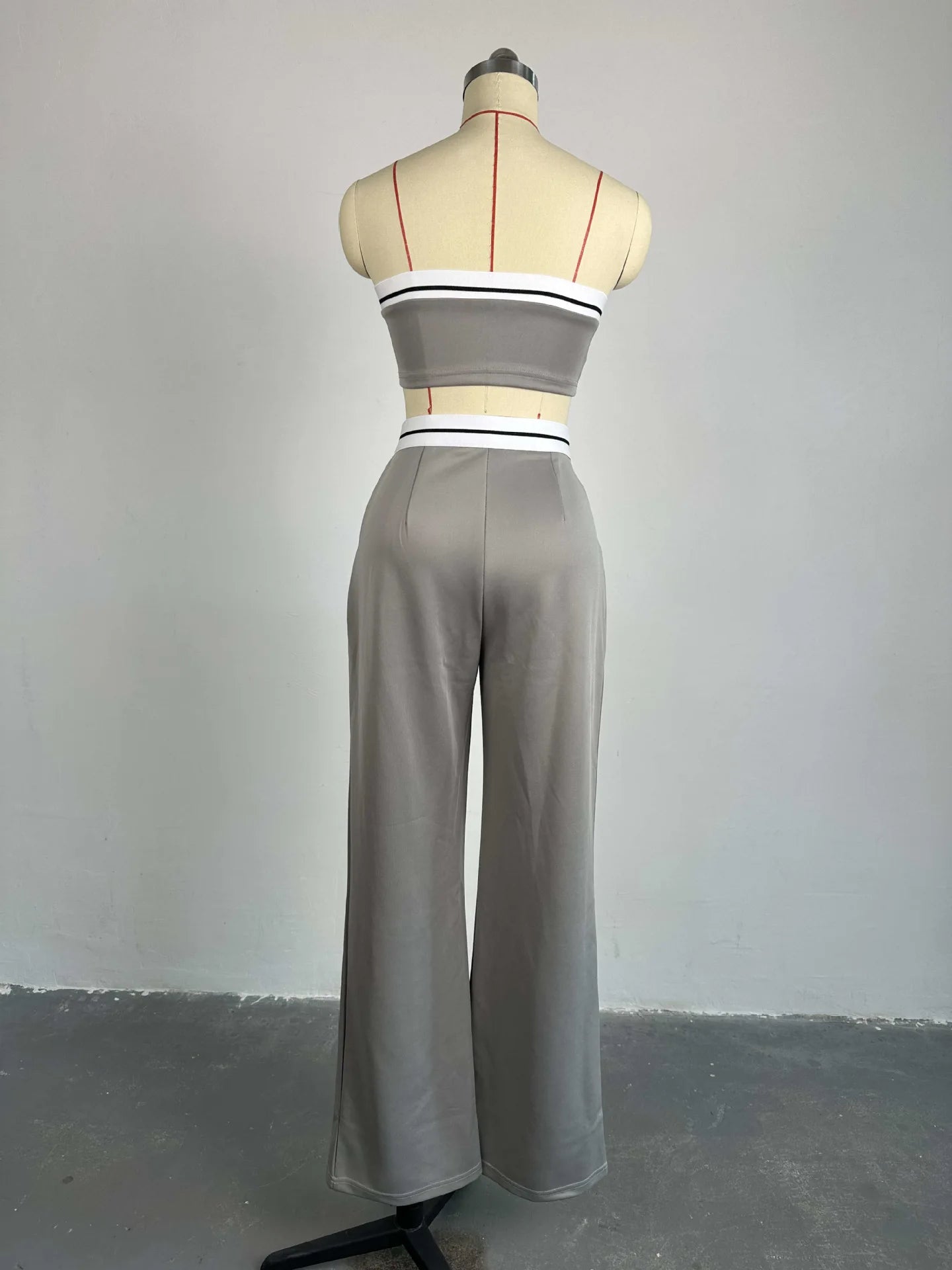 Strapless Vest With Pockets Two Piece Pants Set