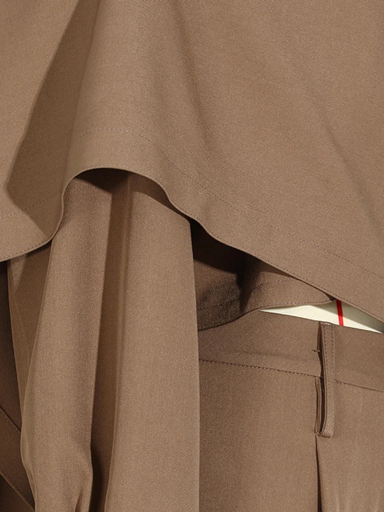 Caramel Shirt and Wide Leg Pants Two Piece Set for Women