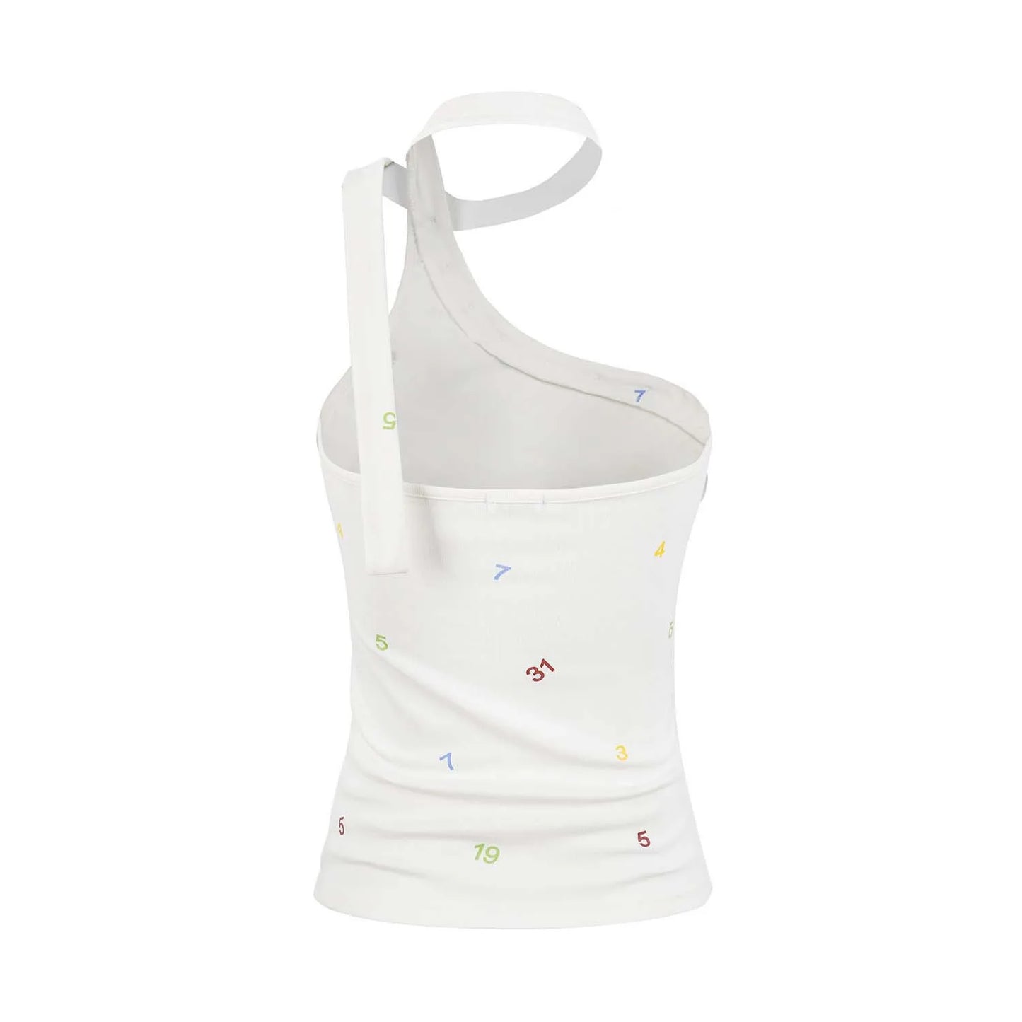 Irregular Halter Neck One Shoulder Letter Print Crop Top for Women