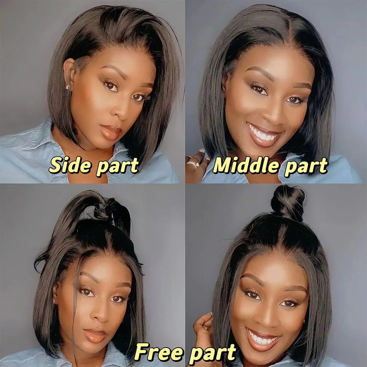 HD Straight Brazilian Human Hair Bob Lace Front Wig for Women