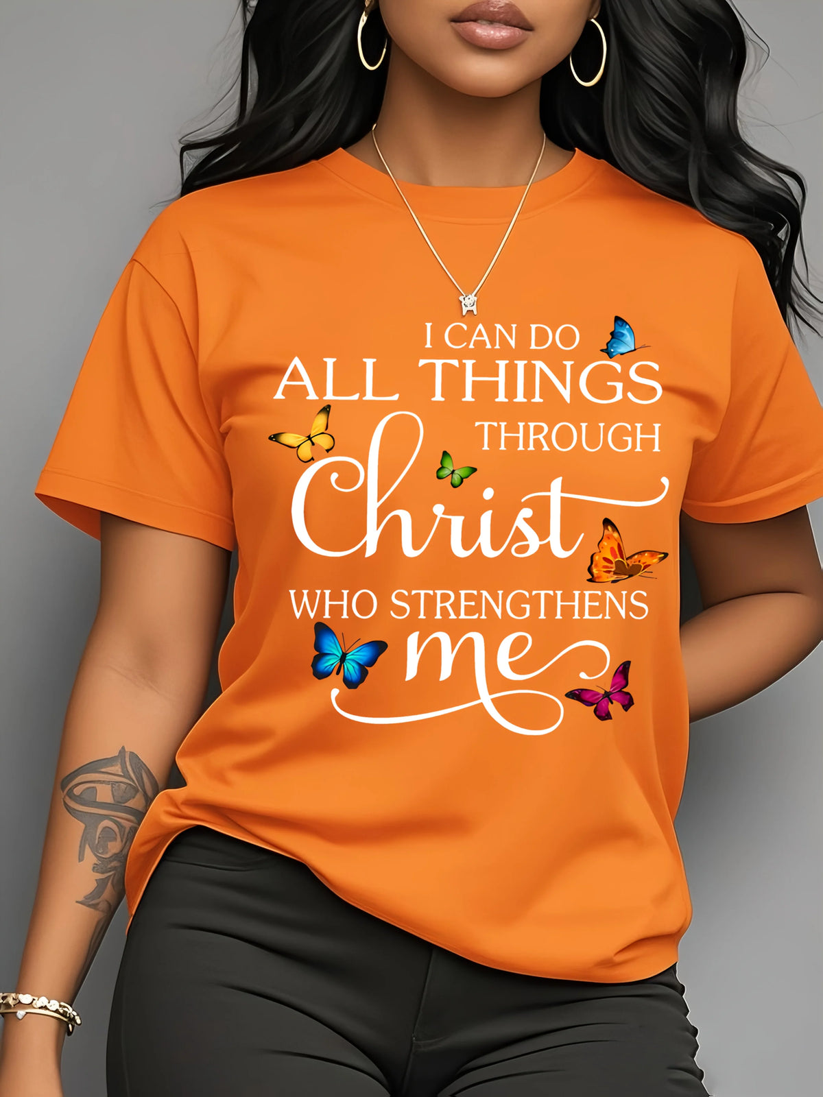 Christian Butterfly Graphic Casual T Shirt for Women