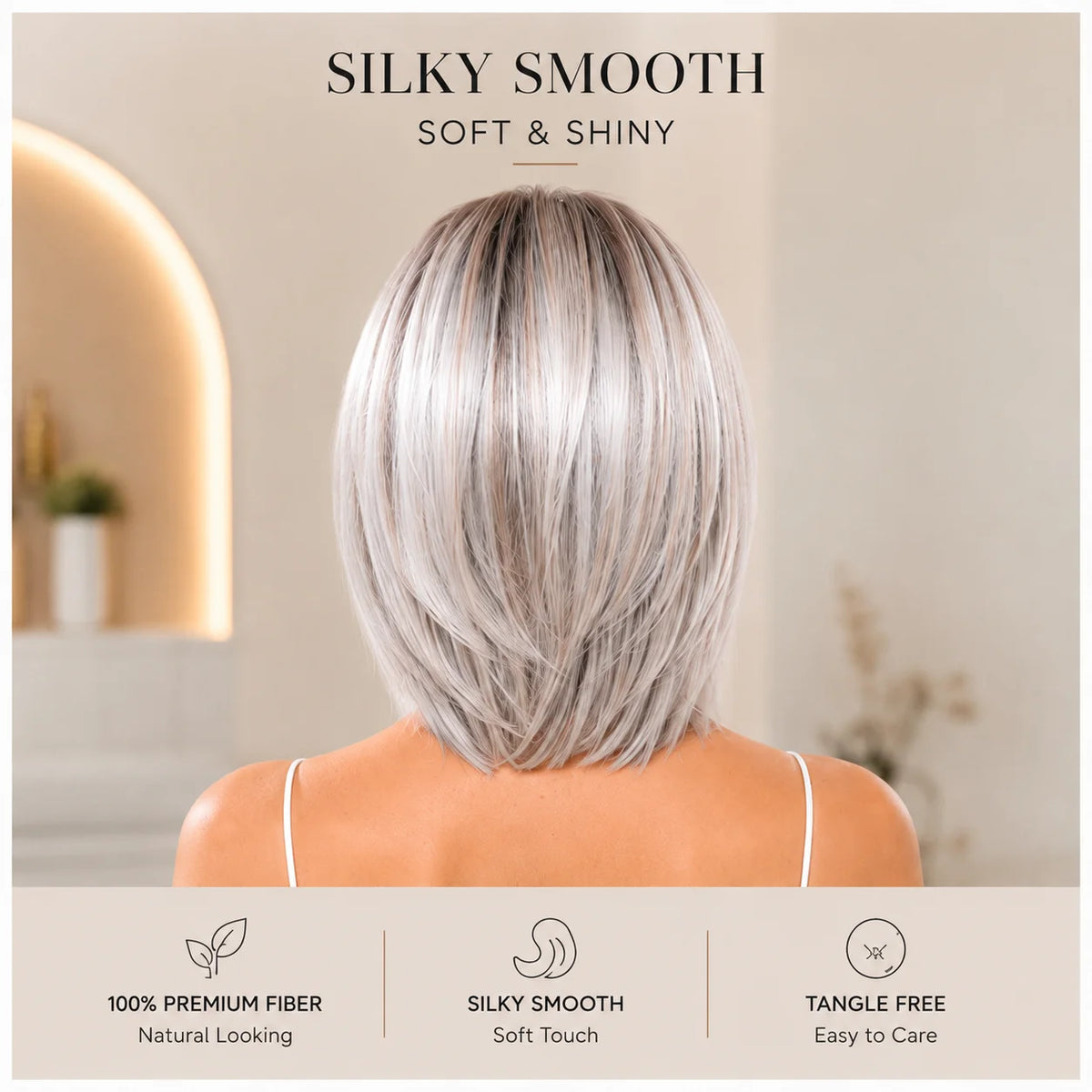 Short Layered Silver Ash Blonde Lace Front Bob Wig For Women