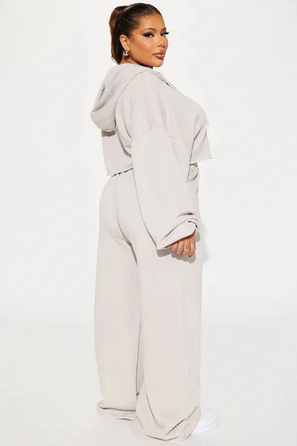 Hooded Cropped Sweatshirt And Long Pants Set for Women