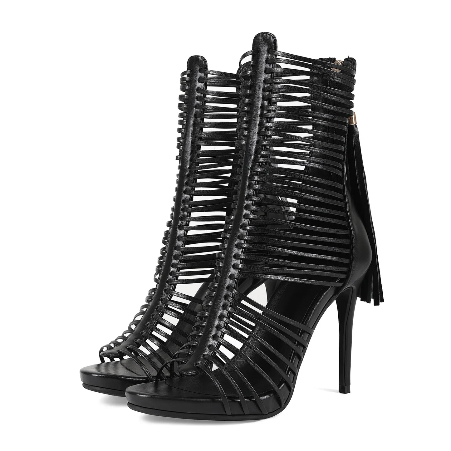 Gladiator Cutout Strappy Sandals with Tassel Zipper for Women