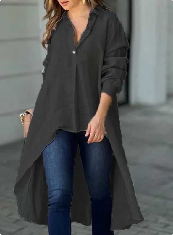 Long Sleeve Irregular Front Top