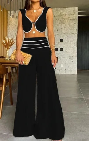 Strapless Waistcoat And Wide-Leg Pants Set for Women