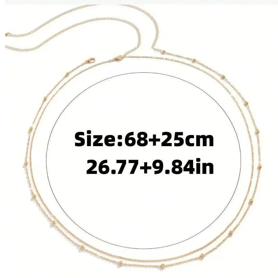 Double Layer Beaded Metal Waist Chain