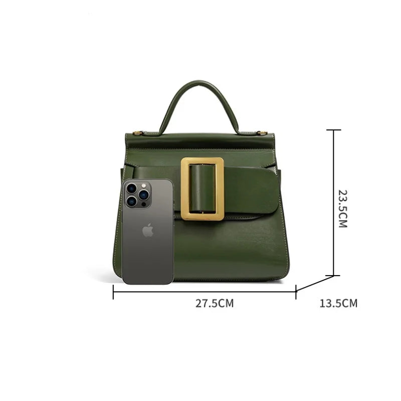 Structured Square Buckle Shoulder Bag
