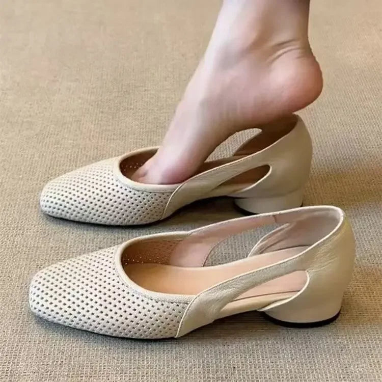 Soft Leather Square Toe Pumps