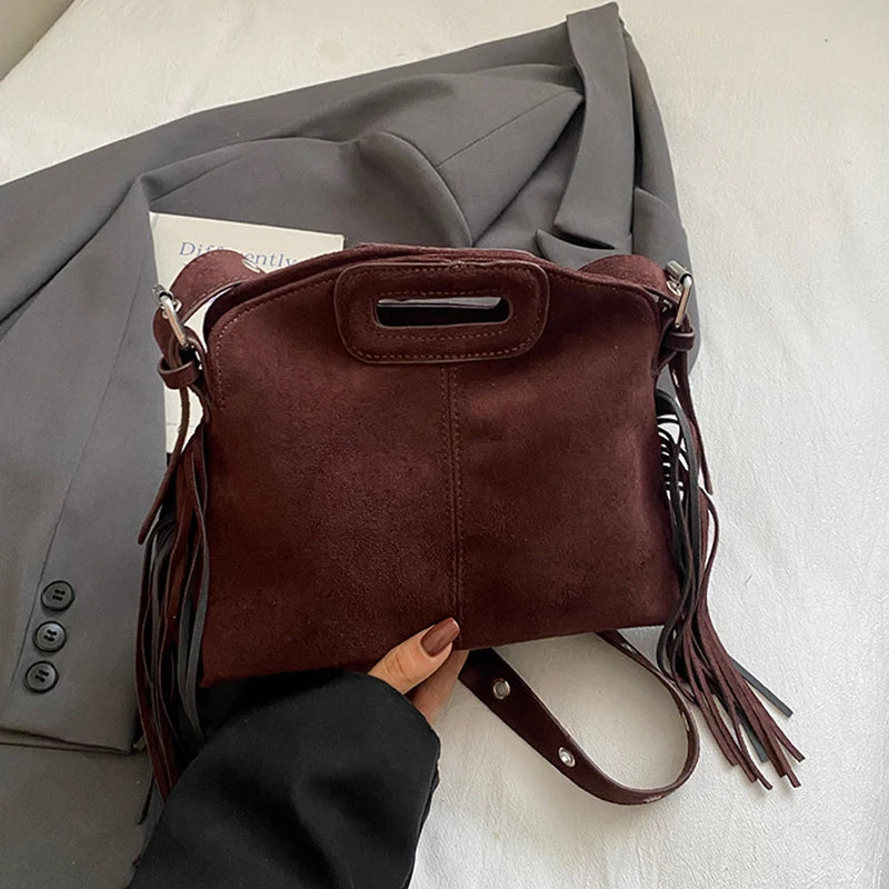Luxury Tassel Lady Clutch With Adjust Shoulder Strap Large Capacity Shoulder Crossbody Bag Korean Fashion Versatile Dumpling Bag