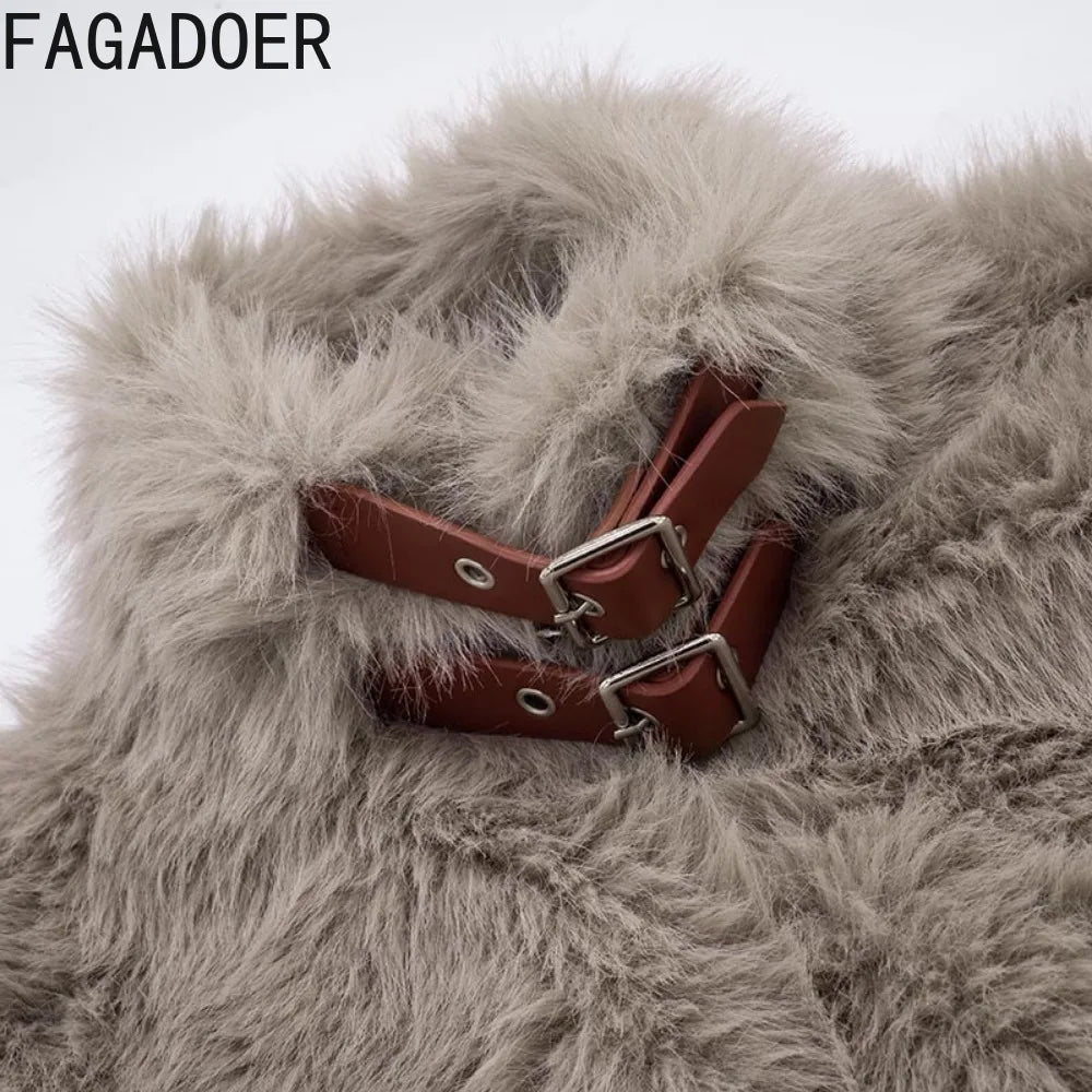 Faux Fur Patchwork Sleeveless Zipper Vest for Women