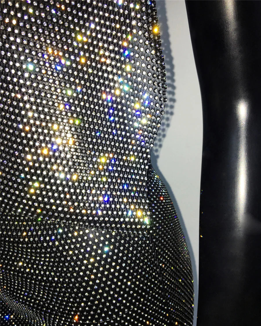 Y2K Rhinestone Sheer Mesh Festival Mini Dress for Women
