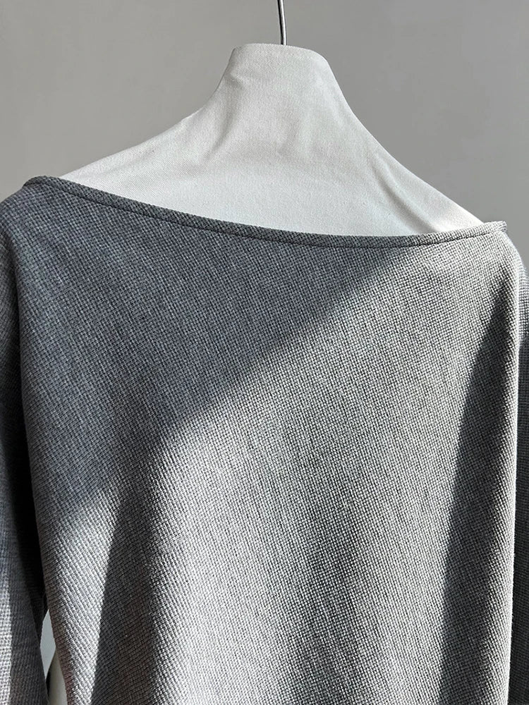 Black Pleated Asymmetrical Collar Sweatshirt for Women