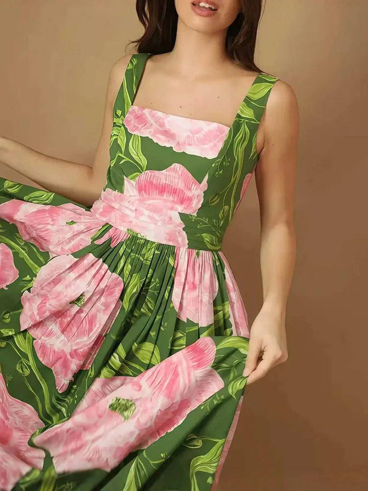 Floral Open Back Maxi Dress