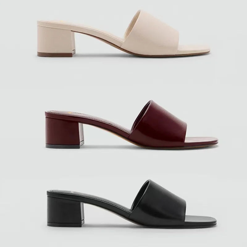Premium Soft Leather Comfort Flat Slides for Women