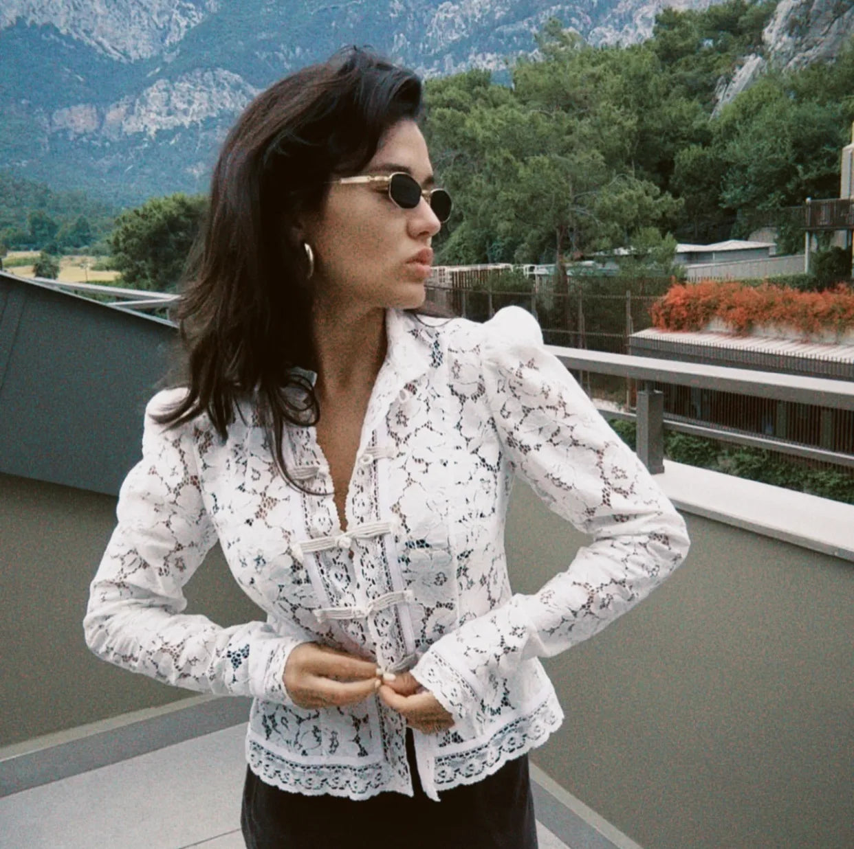 Lace See Through Hollow Out Blouse