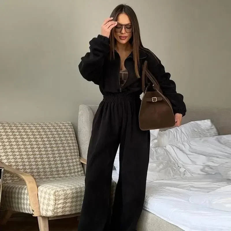 Casual Brown Stand Collar Long Sleeve Jumpsuit for Women