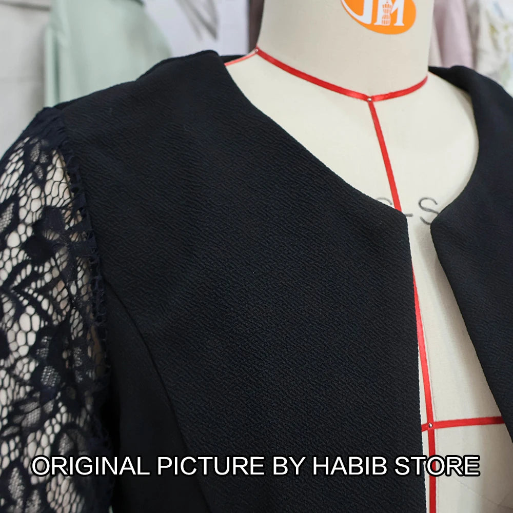 Women' Solid Casual Outwear Lace Long Sleeve Jacket Y2k Spring Autumn Elegant Zipper Coat Office Wear Slim Office Coat Crop Top