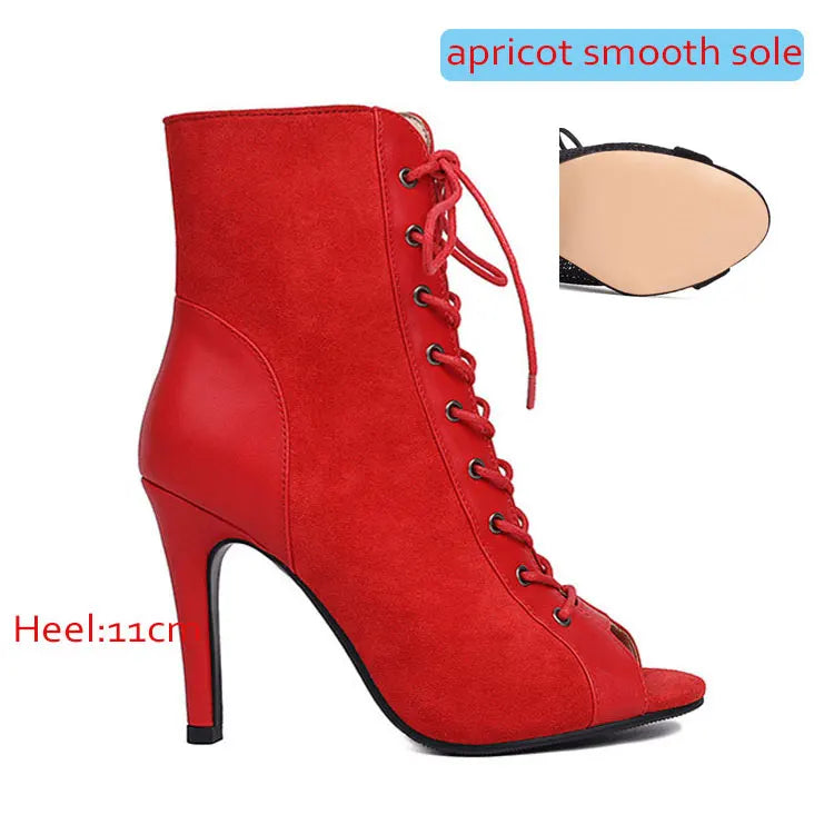 Thin Heel Latin Dance Ankle Boots With Zip for Women