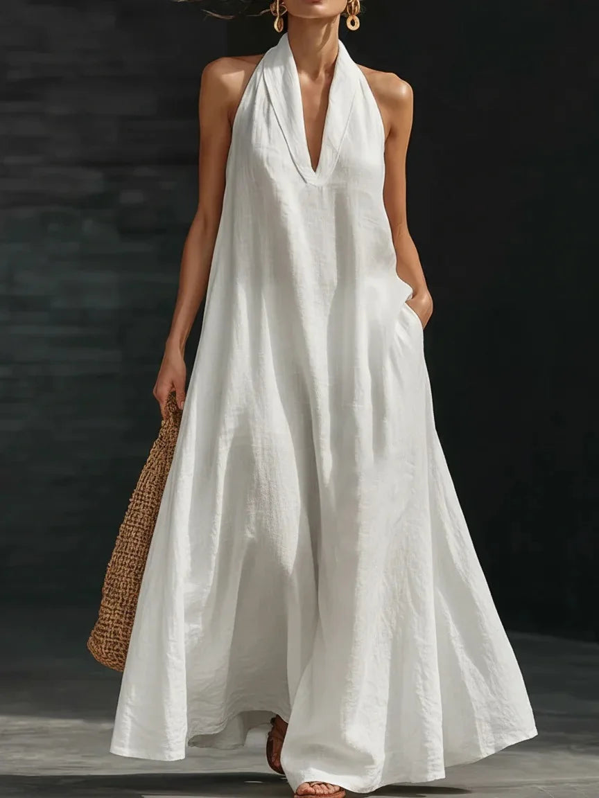 Sleeveless V Neck Loose Wide Leg Casual Jumpsuit For Women