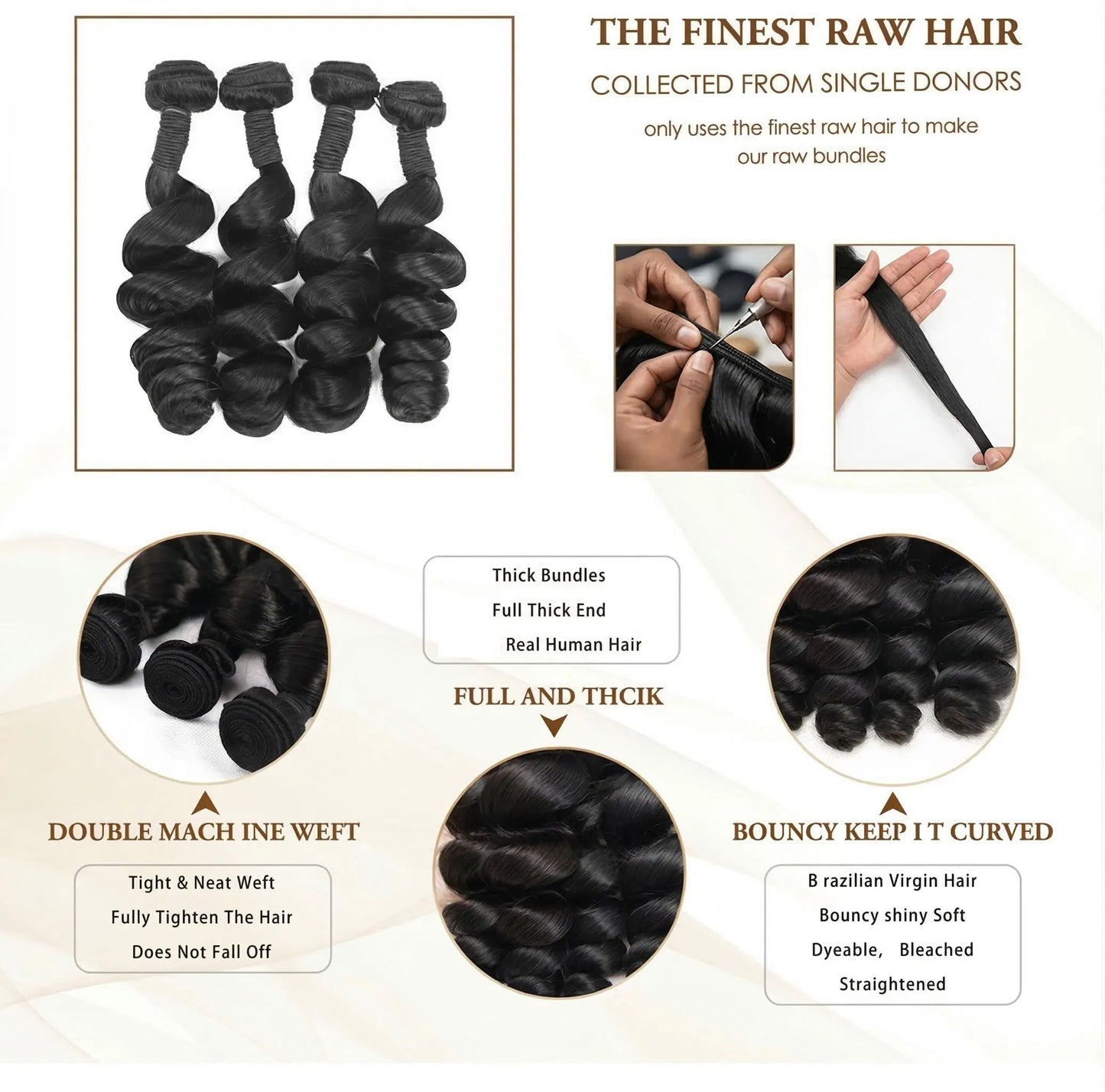 Virgin Brazilian Loose Wave Hair Bundles for Women