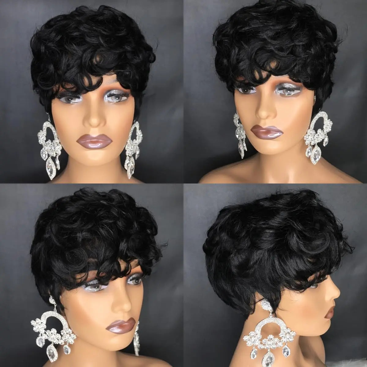 Natural Heat Resistant Curly Synthetic Pixie Wig for Women