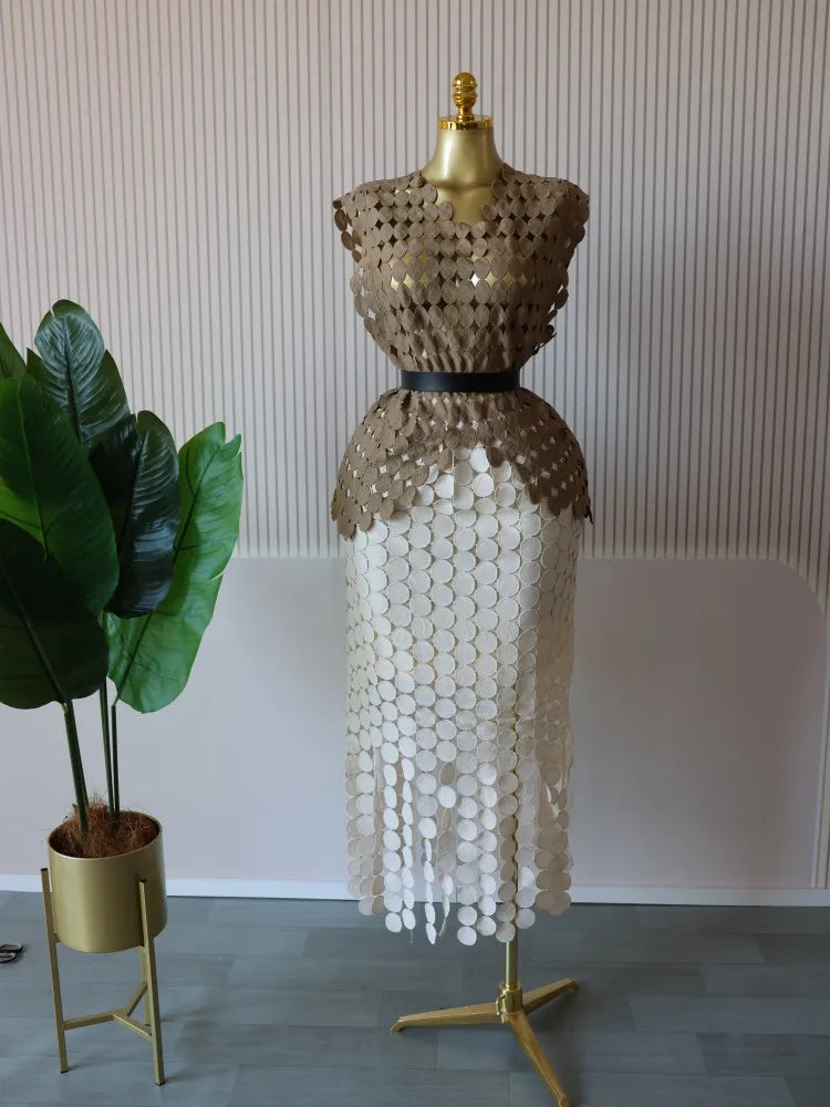 Stylish Cutout Crop Top And Maxi Skirt Two Piece Set for Women