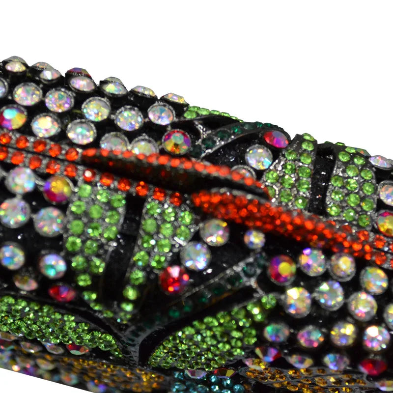 Elegant Rhinestone Flower Pattern Clutch Bag for Women