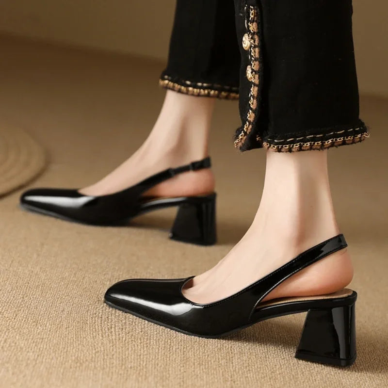 Elegant Bright Green Patent Leather Slingback Pumps for Women