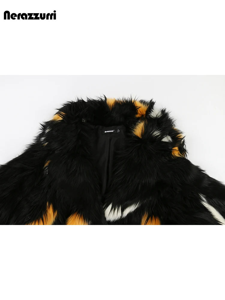 Soft Thick Mandarin Collar Faux Fox Fur Coat For Women