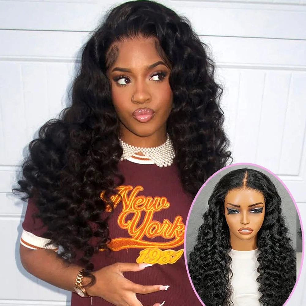 Deep Wave Glueless Lace Closure Human Hair Wig for Women