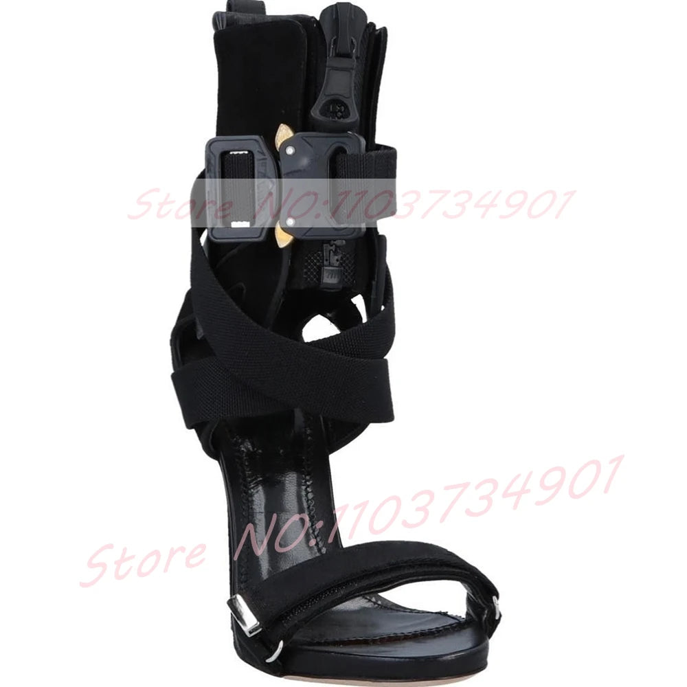 Multi Color Ankle Strap High Heel Sandals For Women