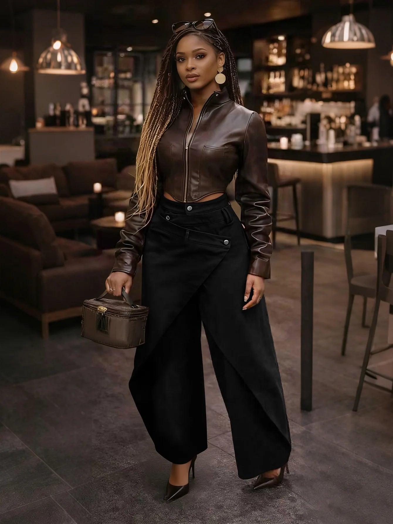 Vintage Washed High Waist Wide Leg Denim Jeans for Women