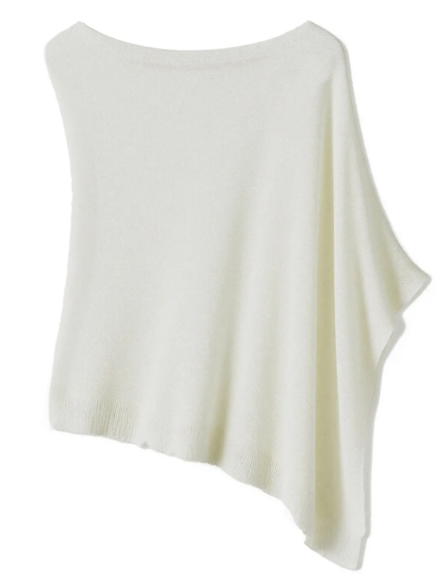 Sheer Ruffle Trim Knit Poncho Cover Up for Women