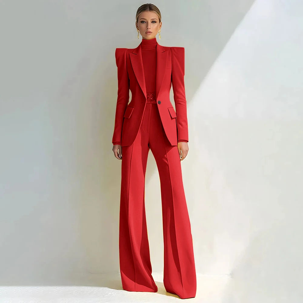Stylish Double Breasted Two Piece Pantsuit for Women