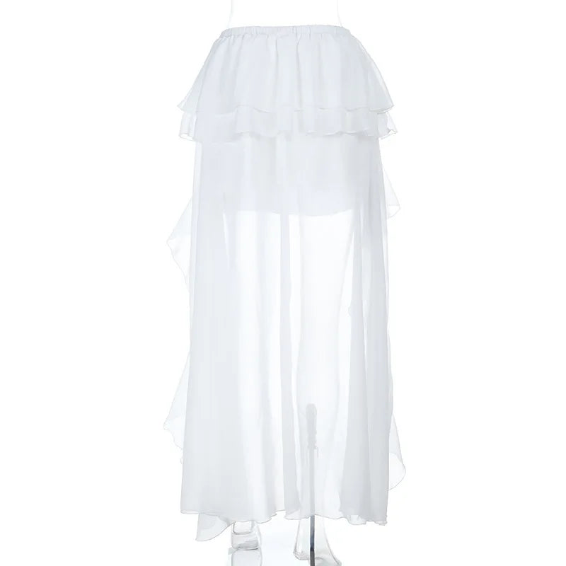 High Waist Pleated Asymmetrical Mini Skirt for Women