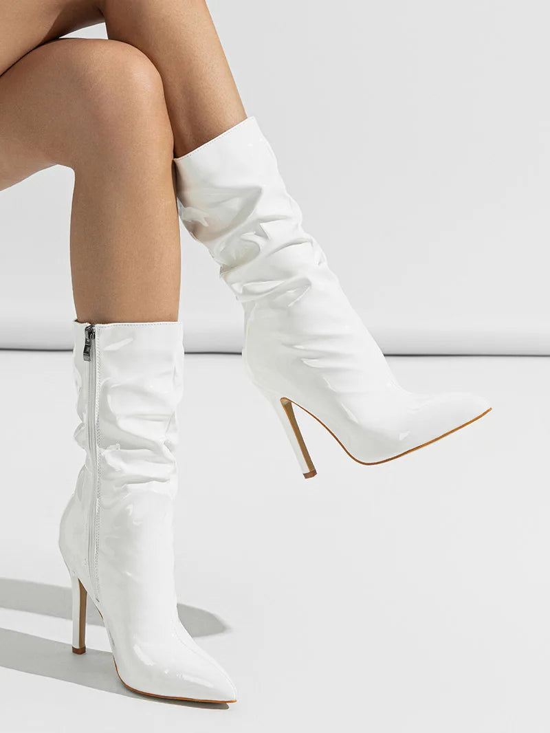 Pointed Toe Stiletto High Heel Mid-Calf Boots for Women