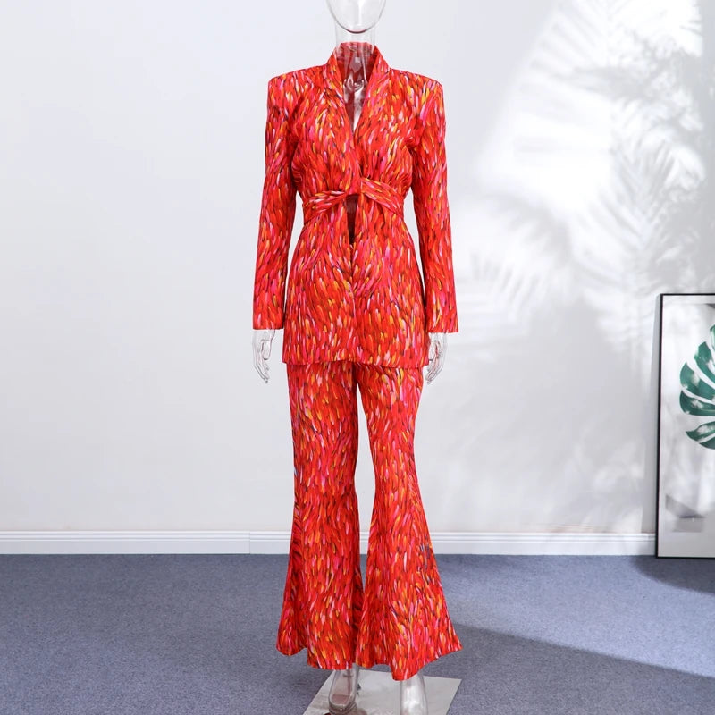 Printed Halter Neck Maxi Dress and Cropped Jacket Set for Women