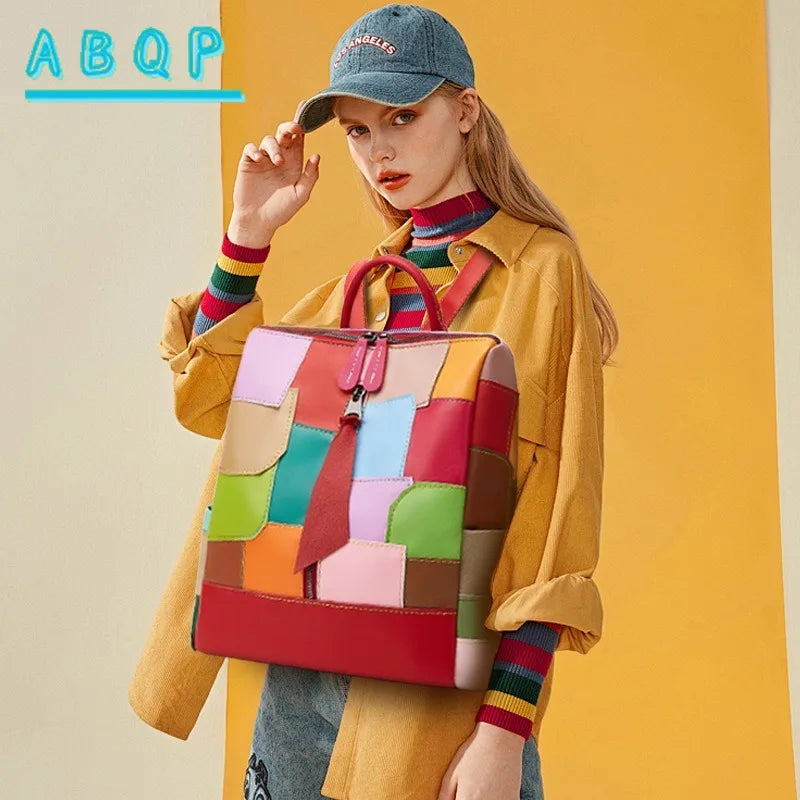 Large Capacity Internal Backpack Fashion Color Splicing Irregular Backpacks Outdoor Daily Handbag Casual Female Bag