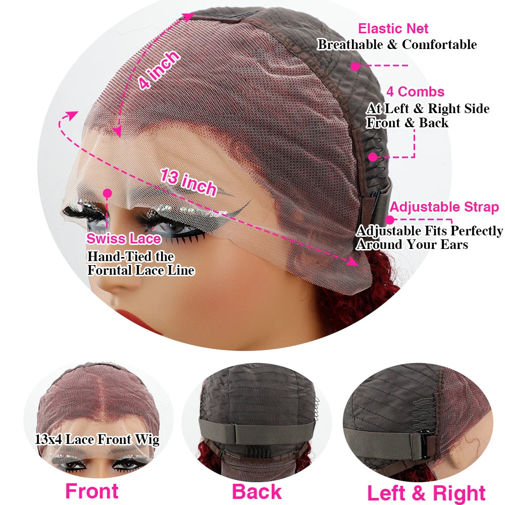 Luxury Burgundy Body Wave Lace Front Human Hair Wig For Women