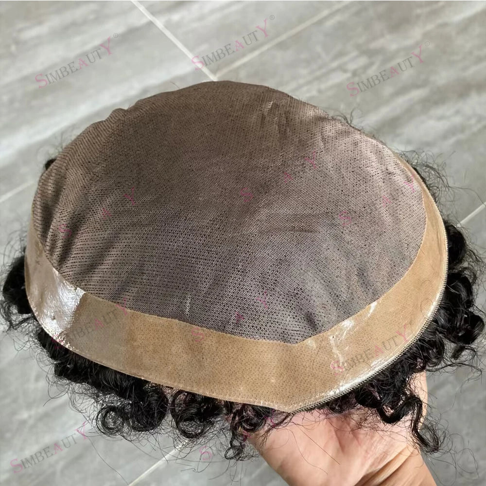 Kinky Curly Human Hair Toupee With Mono Lace for Women