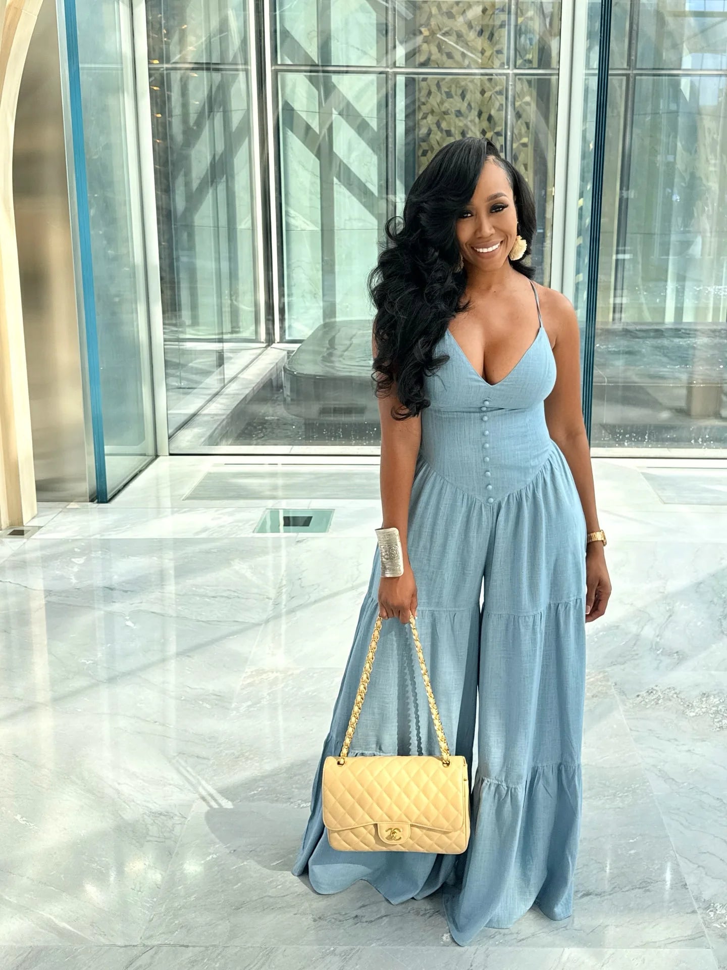 Spaghetti Strap Wide-Leg Jumpsuit with Button Details for Women