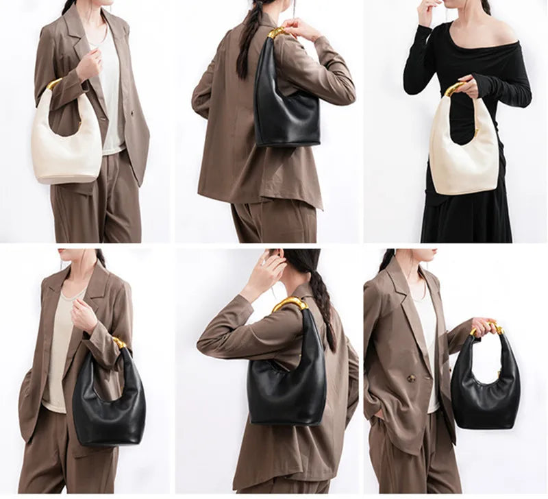 Soft Leather Top Handle Tote Bag