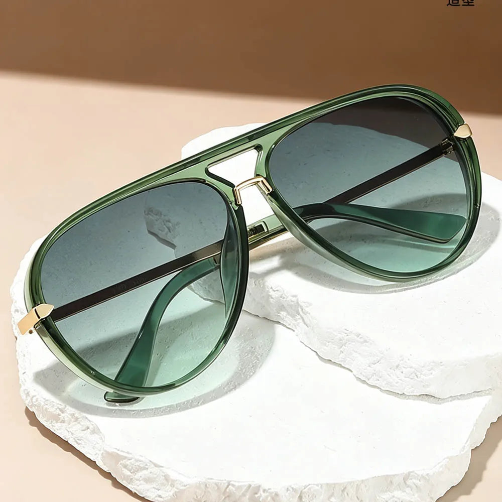 Green Pink Gradient Oval Sunglasses
